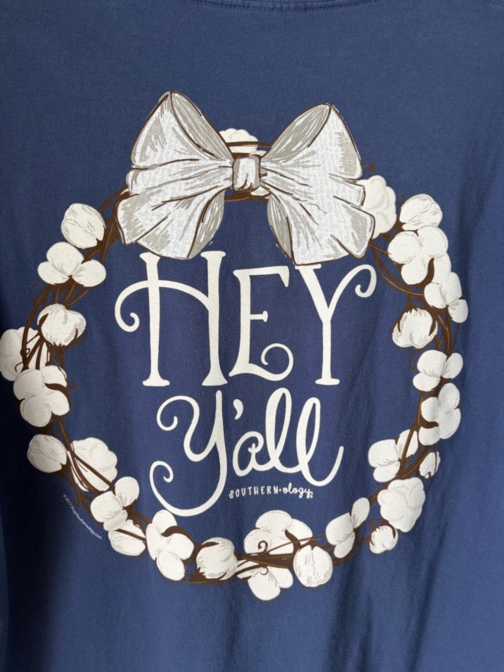 Southernology “Hey Y’all” Blue Shortsleeved Tee wBow Graphic